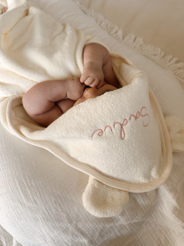 Personalised Embroidered Organic Cotton Baby Hooded Towel