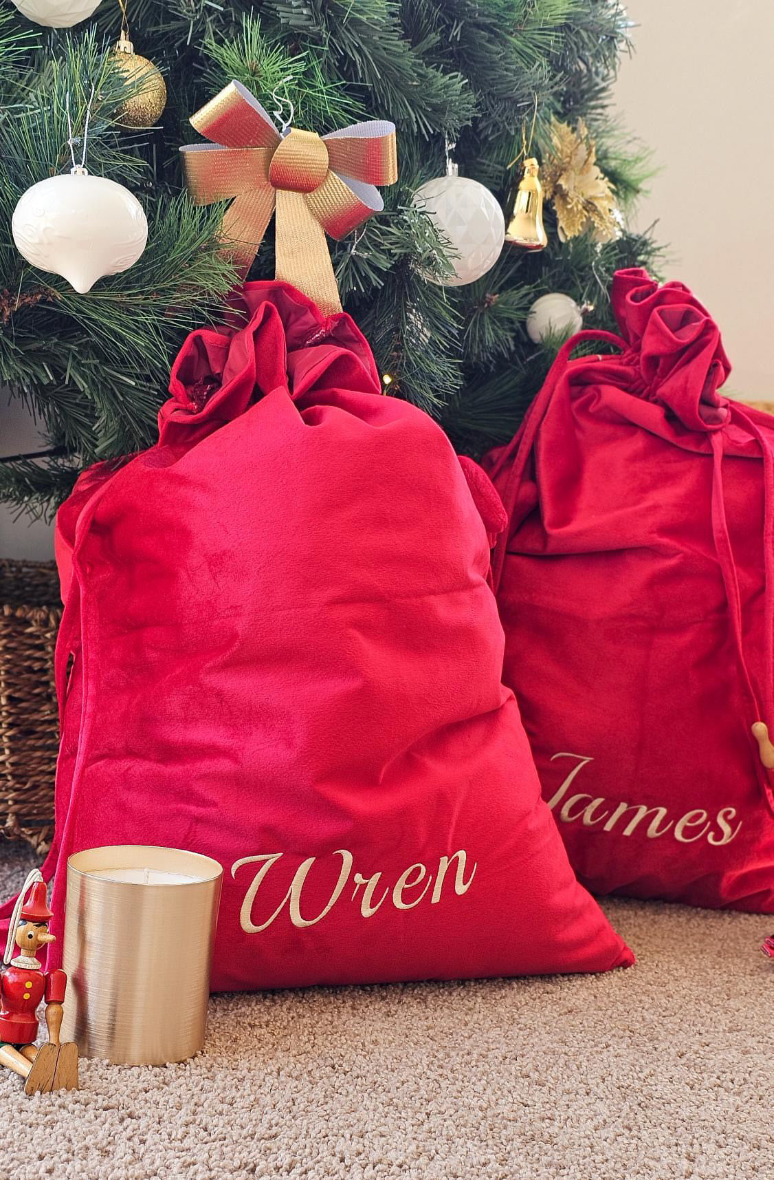 Personalised Embroidered Velvet Christmas Sack