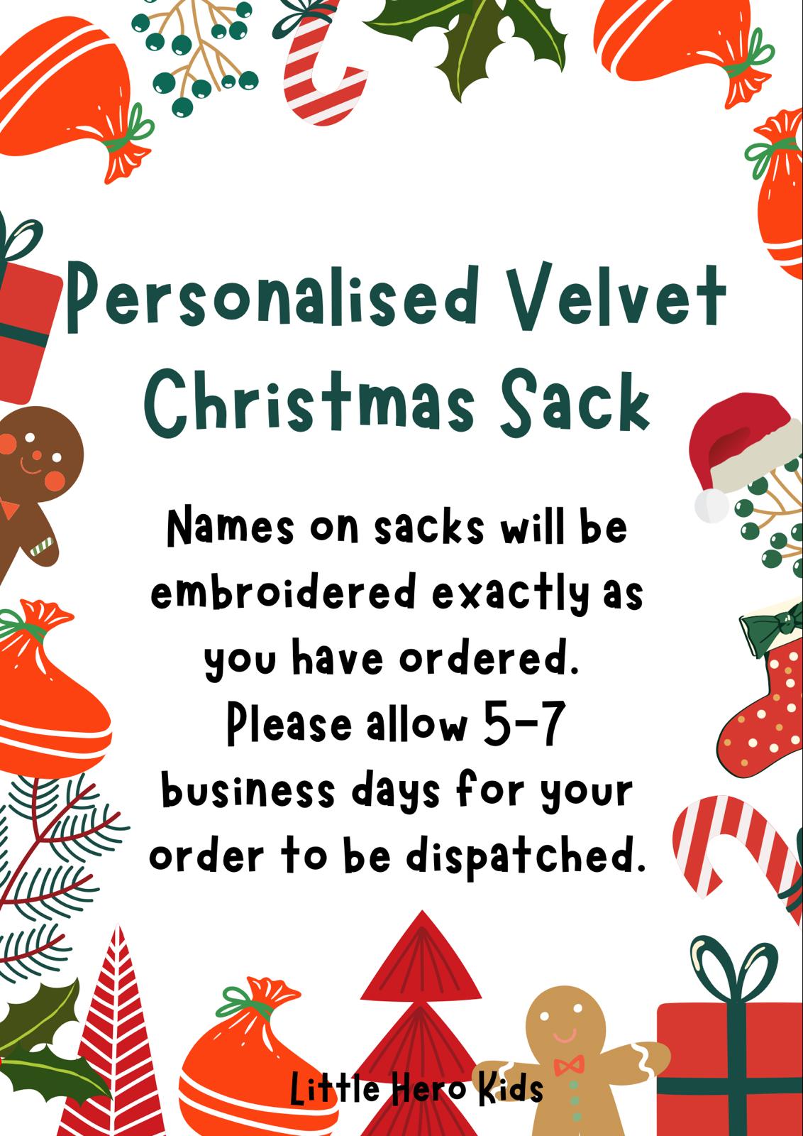 Personalised Embroidered Velvet Christmas Sock
