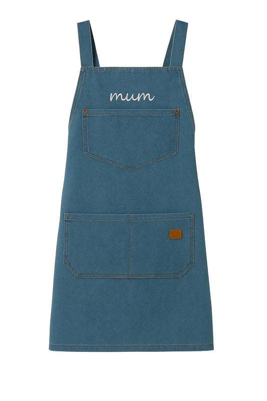 Personalised Embroidered Apron - Denim Blue