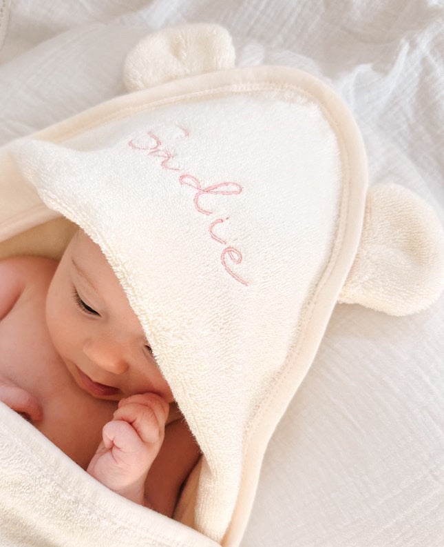 Personalised Embroidered Organic Cotton Baby Hooded Towel