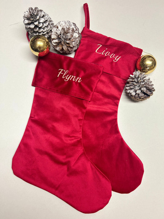 Personalised Embroidered Velvet Christmas Sock