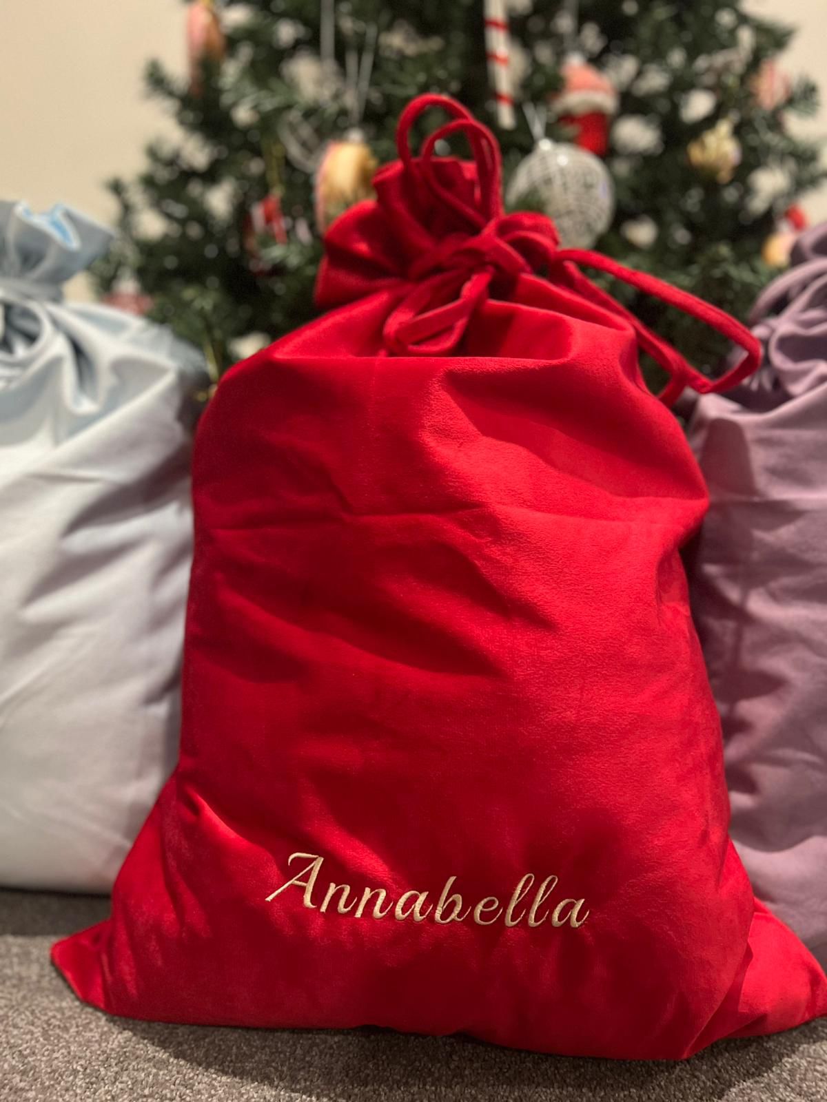 Personalised Embroidered Velvet Christmas Sack