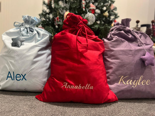 Personalised Embroidered Velvet Christmas Sack