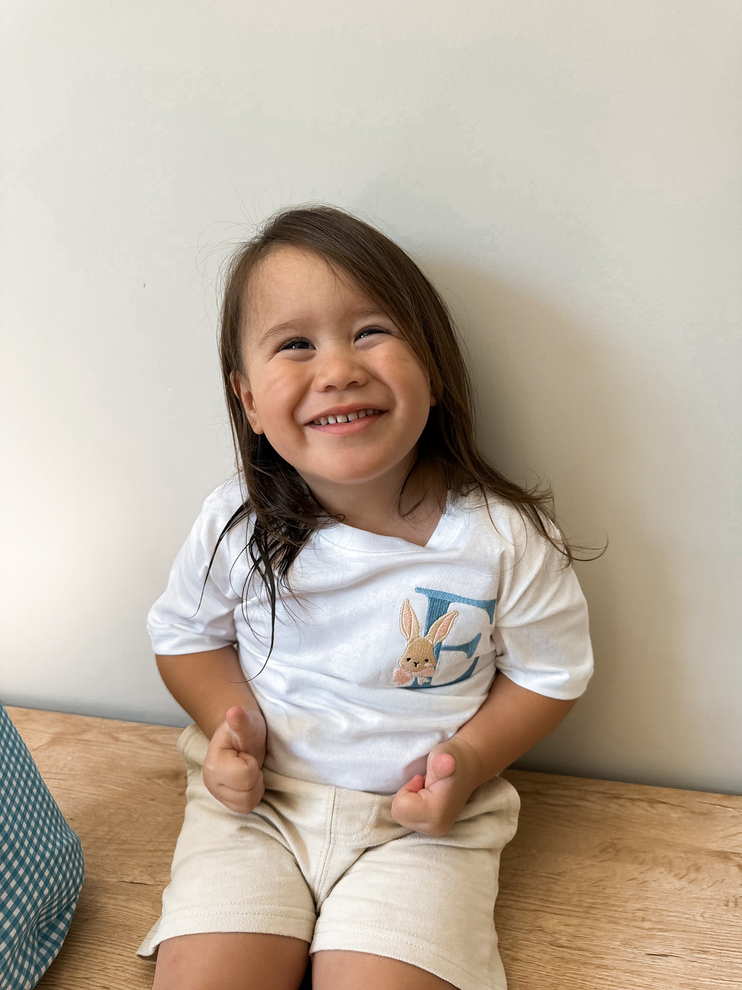 Personalised Embroidered Bunny Initial T-Shirt
