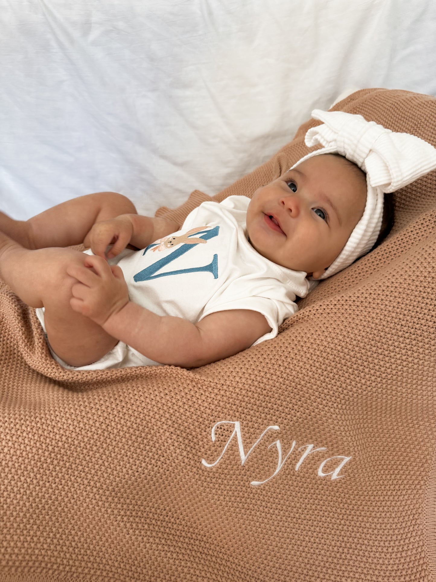 Personalised Embroidered Bunny Comforter + Baby Blanket