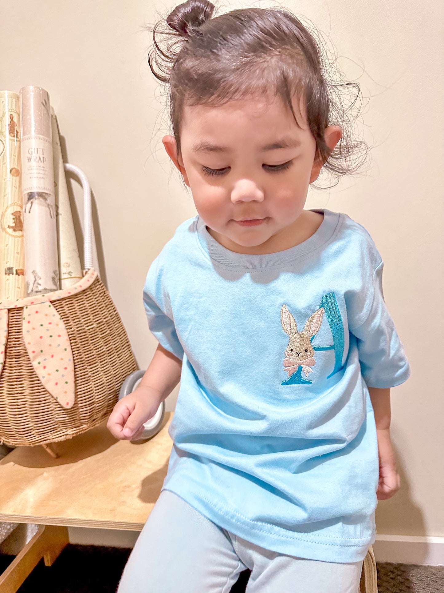 Personalised Embroidered Bunny Initial T-Shirt