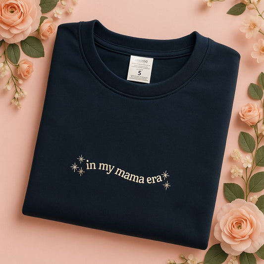 “In My Mama Era” Embroidered Blue Sweatshirt