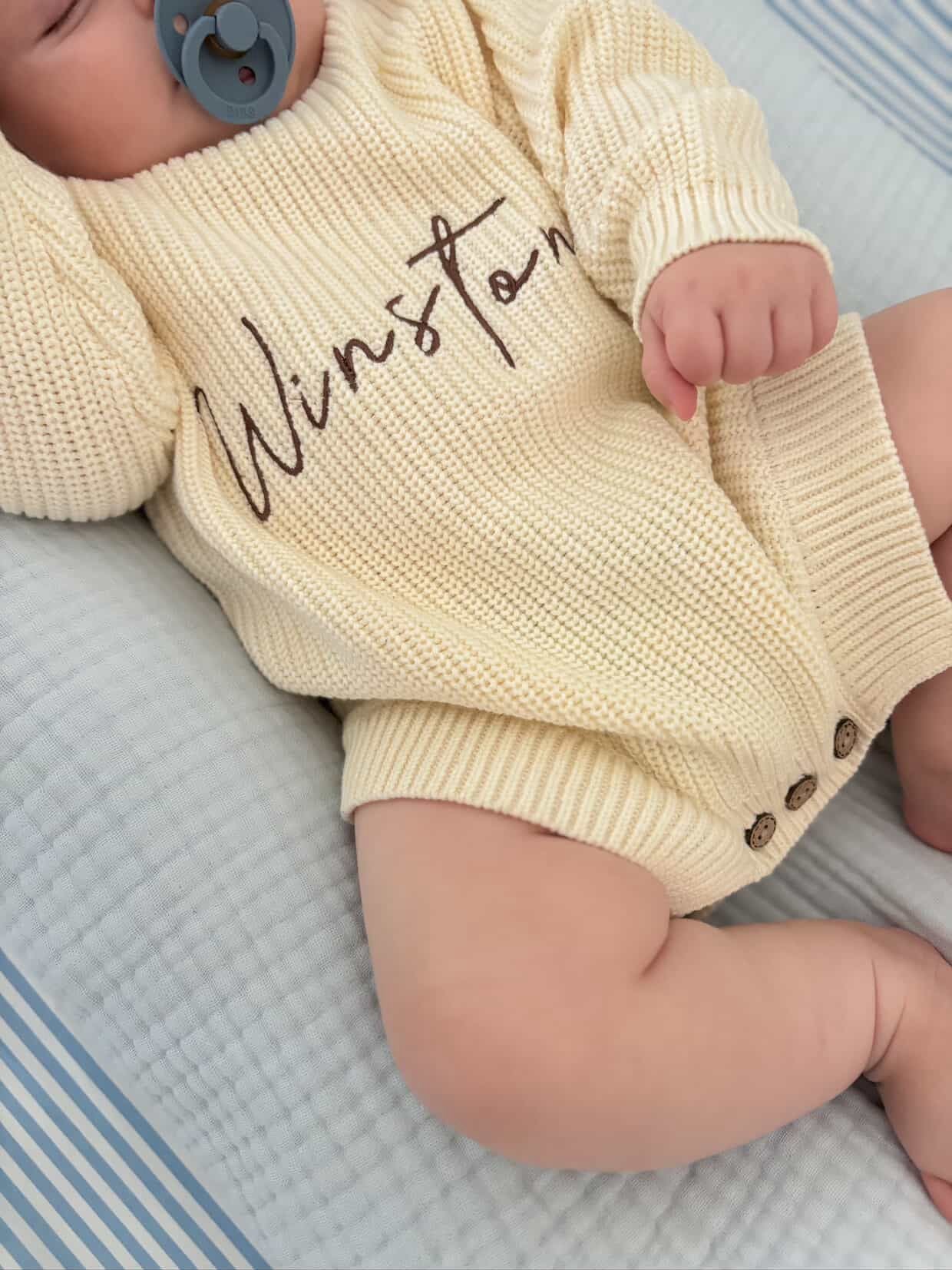 Personalised Embroidered Organic Cotton Knit Romper