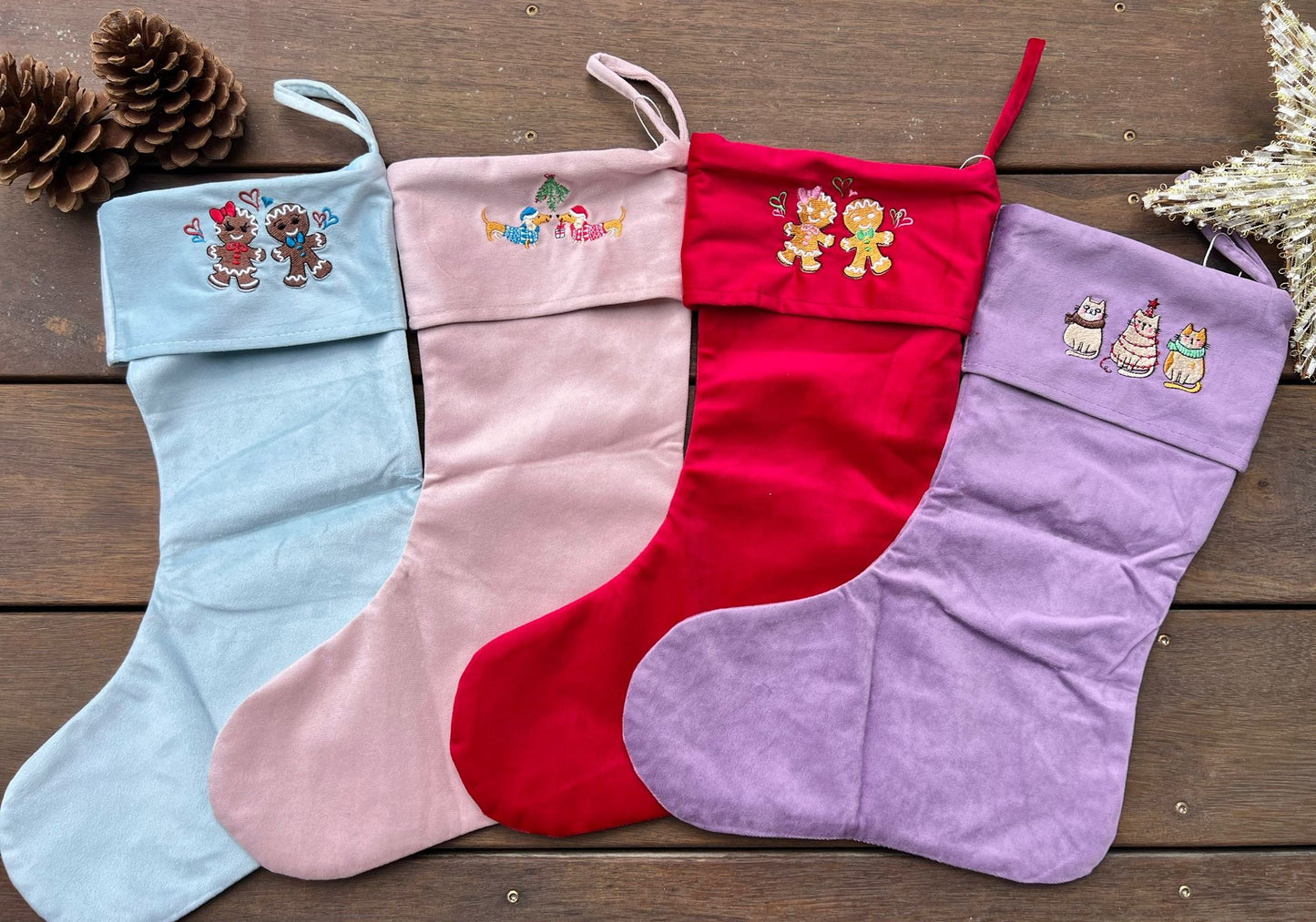 Personalised Embroidered Velvet Christmas Sock