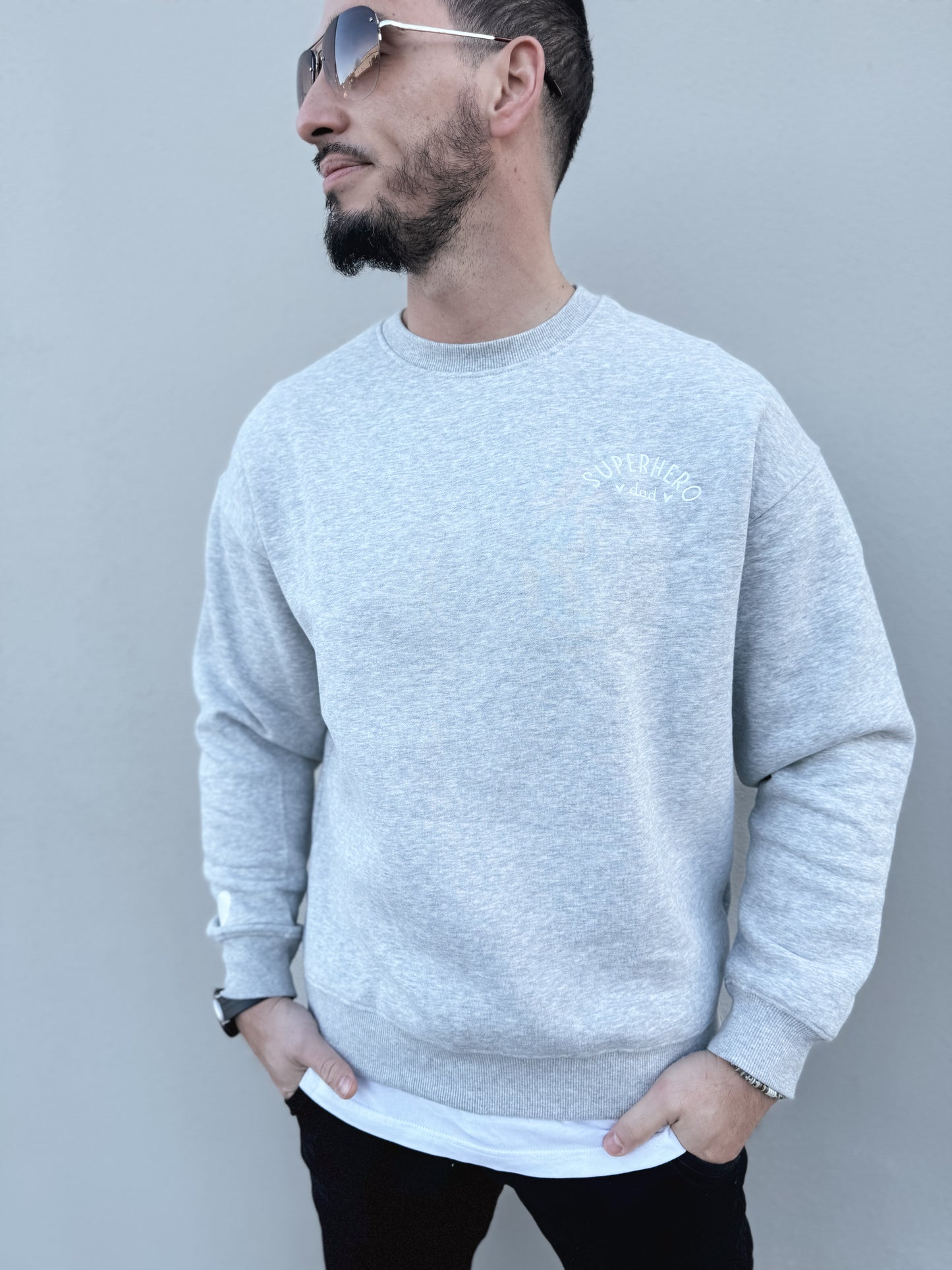 Super Hero Dad Embroidered Crewneck Sweater