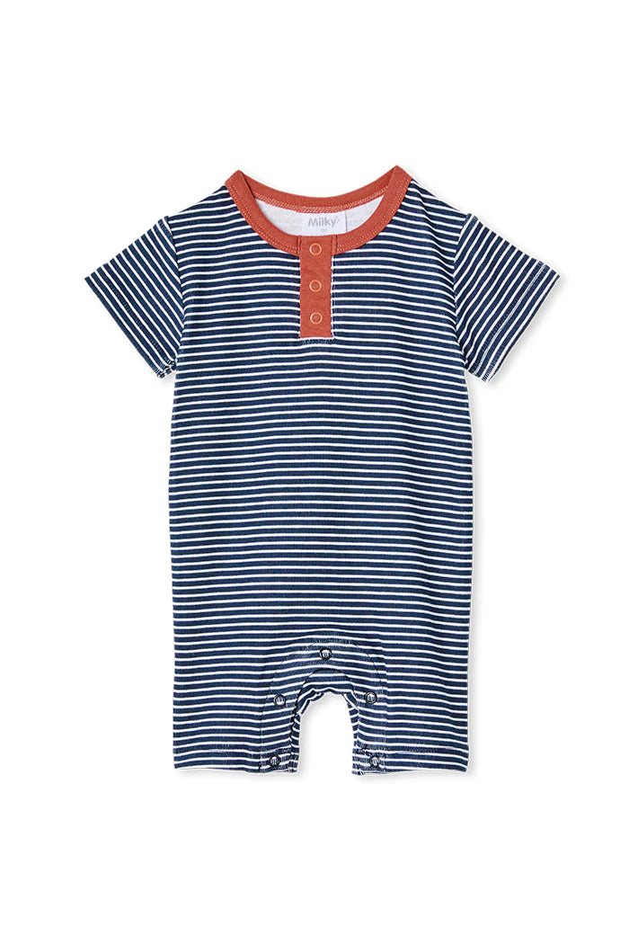 MILKY Navy Mini Stripe Romper - Little Hero Kids