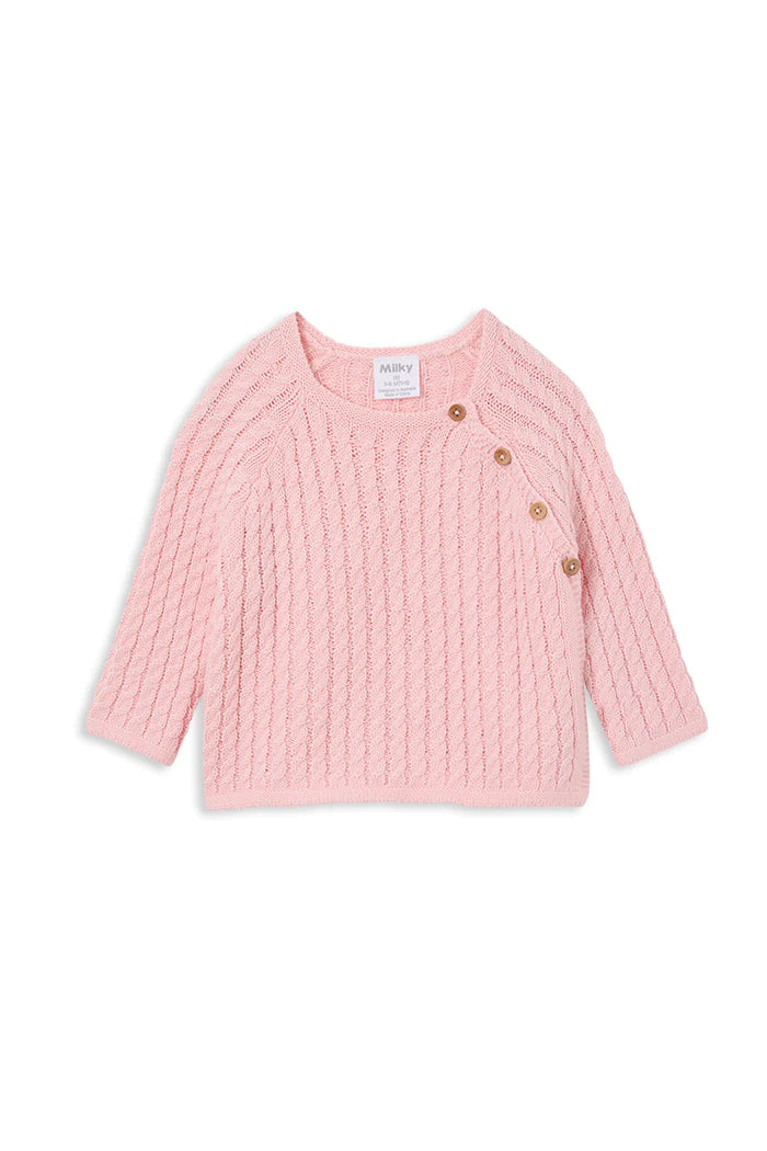 MILKY Powder Pink Knit Cardigan - Little Hero Kids