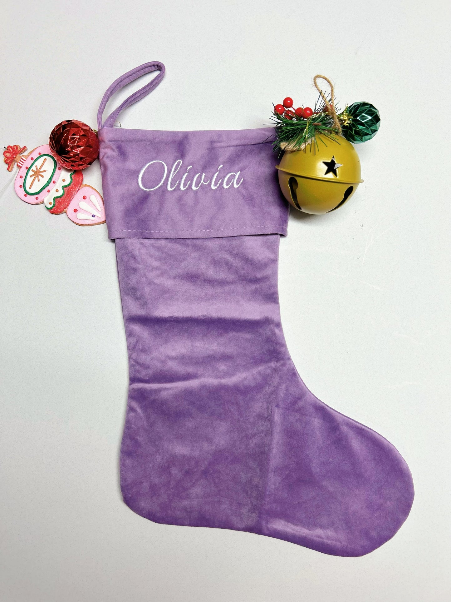 Personalized Embroidered Velvet Christmas Sock