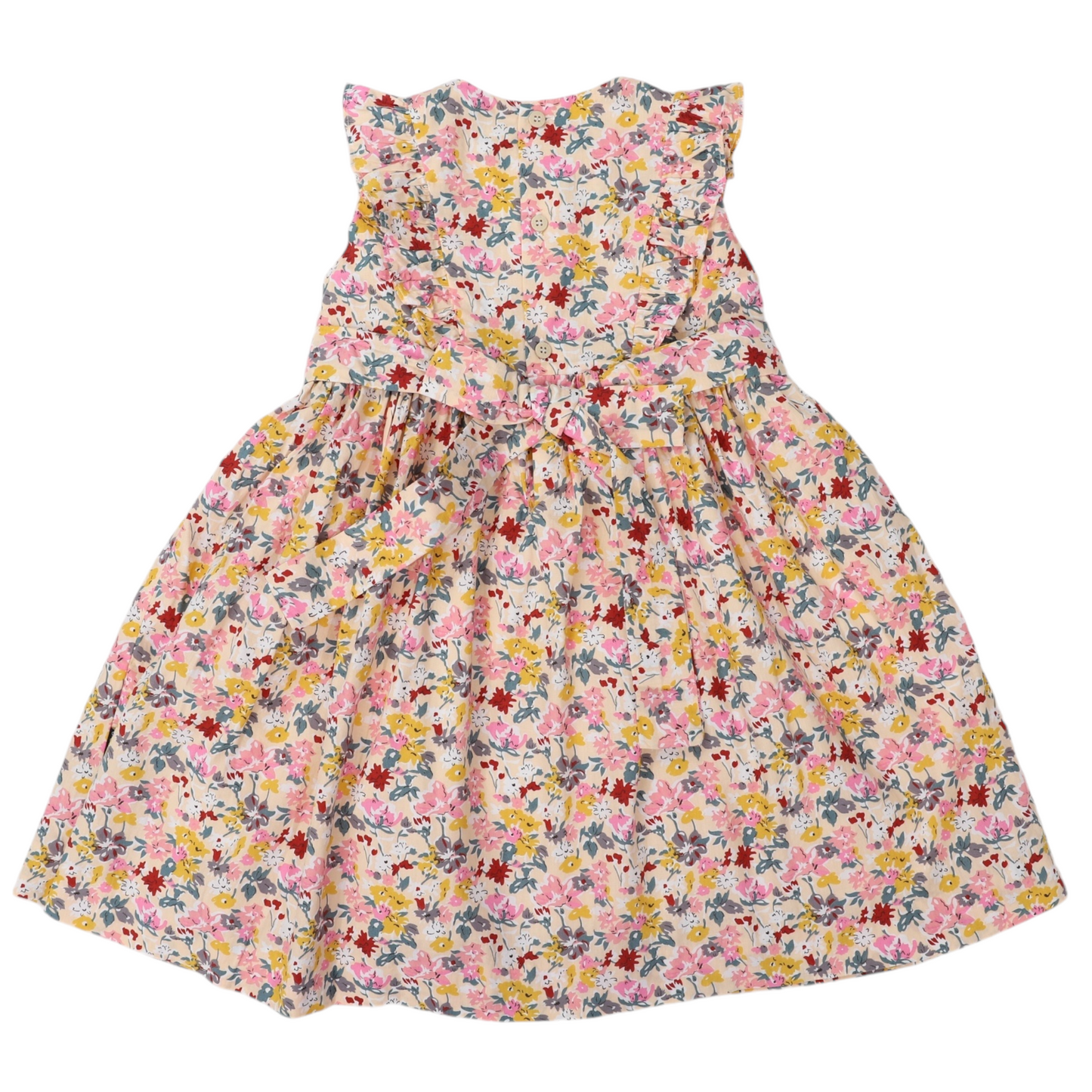 Korango - Hand Smocked Floral Dress with Frill Pink