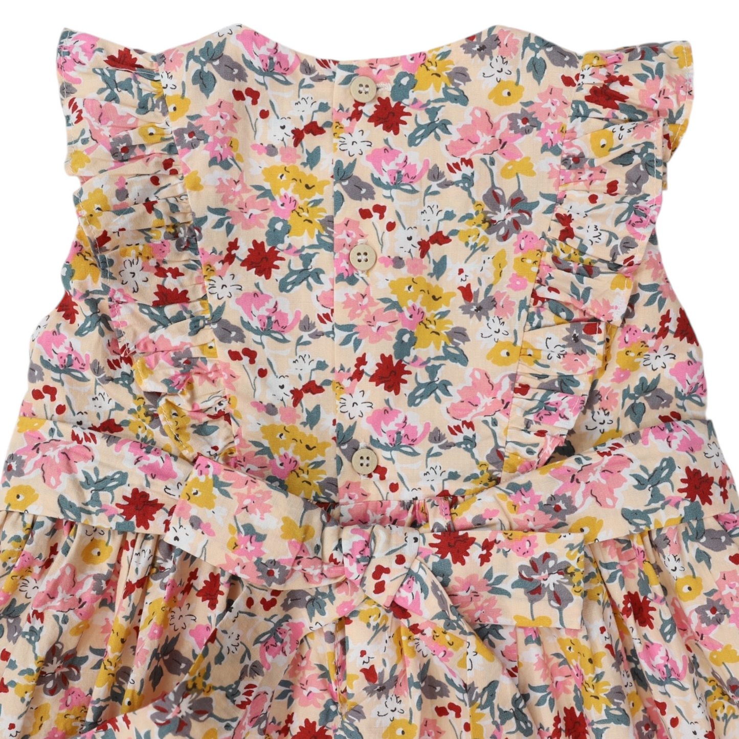 Korango - Hand Smocked Floral Dress with Frill Pink