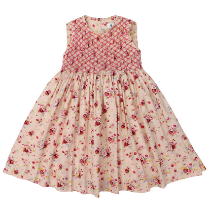 Korango - Hand Smocked Floral Dress Rose