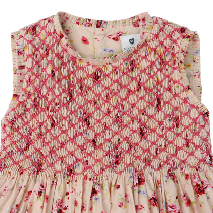 Korango - Hand Smocked Floral Dress Rose