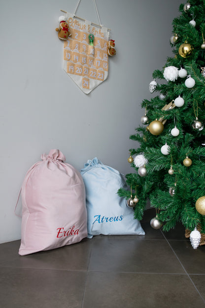 Personalized Embroidered Velvet Christmas Sack