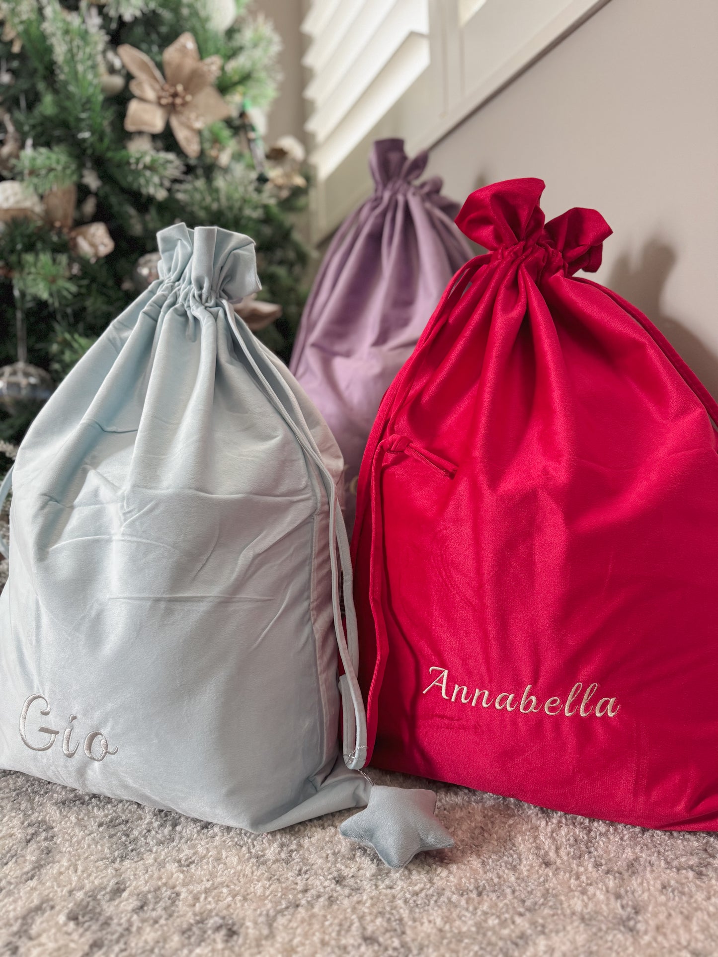 Personalized Embroidered Velvet Christmas Sack