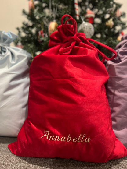 Personalized Embroidered Velvet Christmas Sack