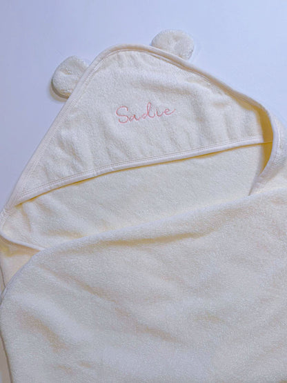 Personalised Embroidered Organic Cotton Baby Hooded Towel