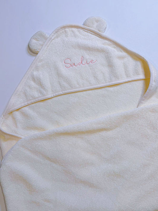 Personalised Embroidered Organic Cotton Baby Hooded Towel