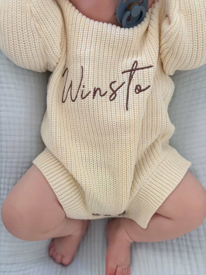 Personalised Embroidered Organic Cotton Knit Romper