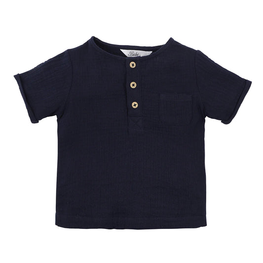 Bebe by Minihaha - Navy Crinkle Top - - Little Hero Kids