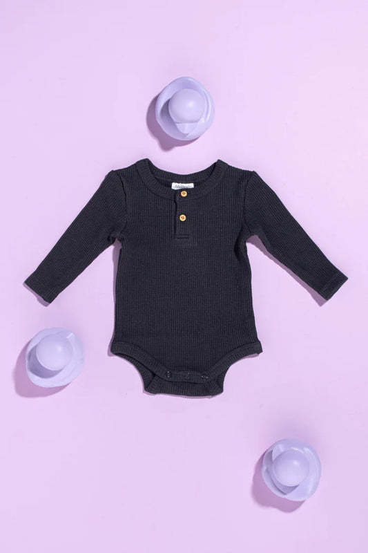 Navy Waffle Bodysuit - Little Hero Kids