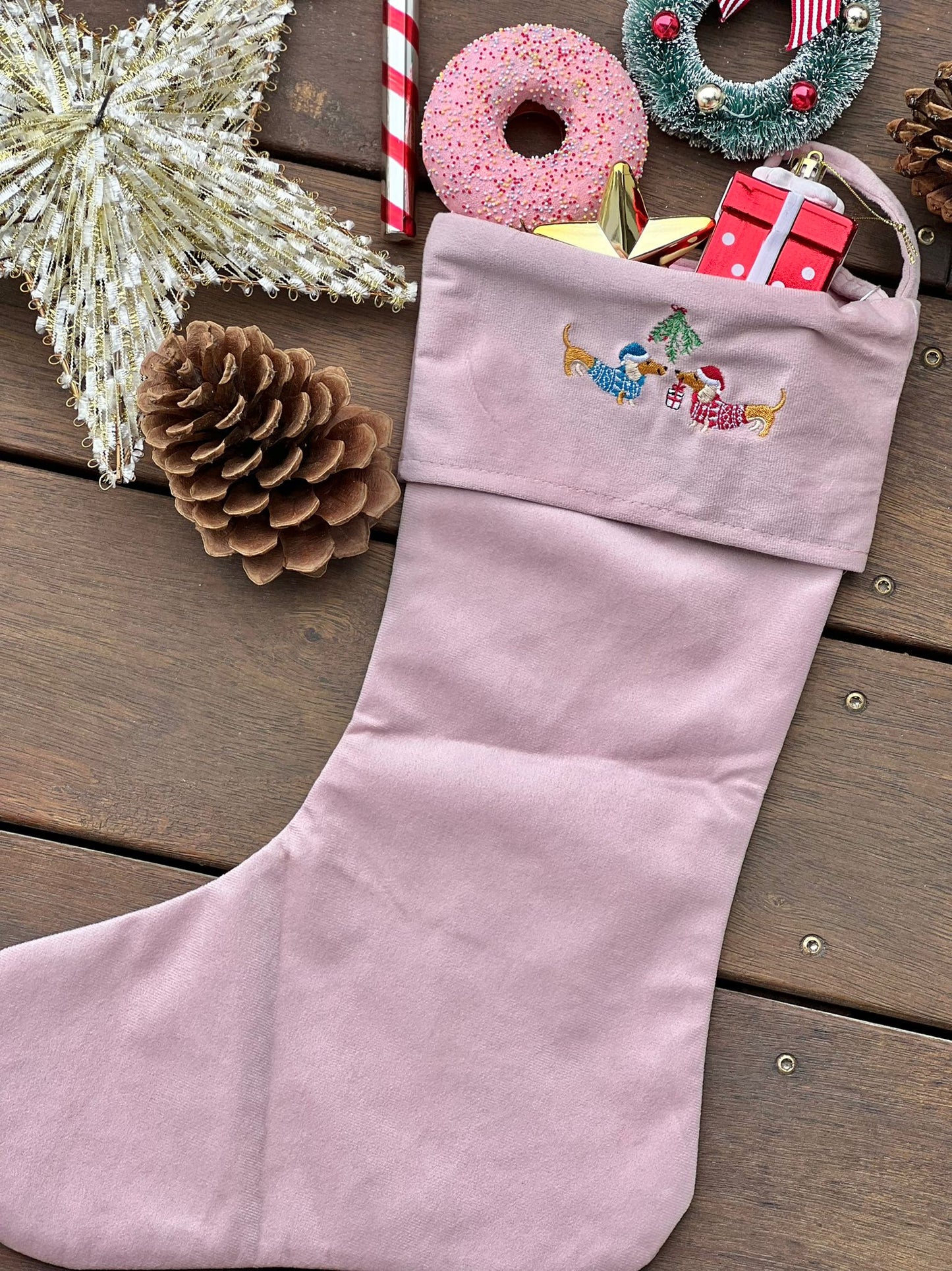 Personalized Embroidered Velvet Christmas Sock