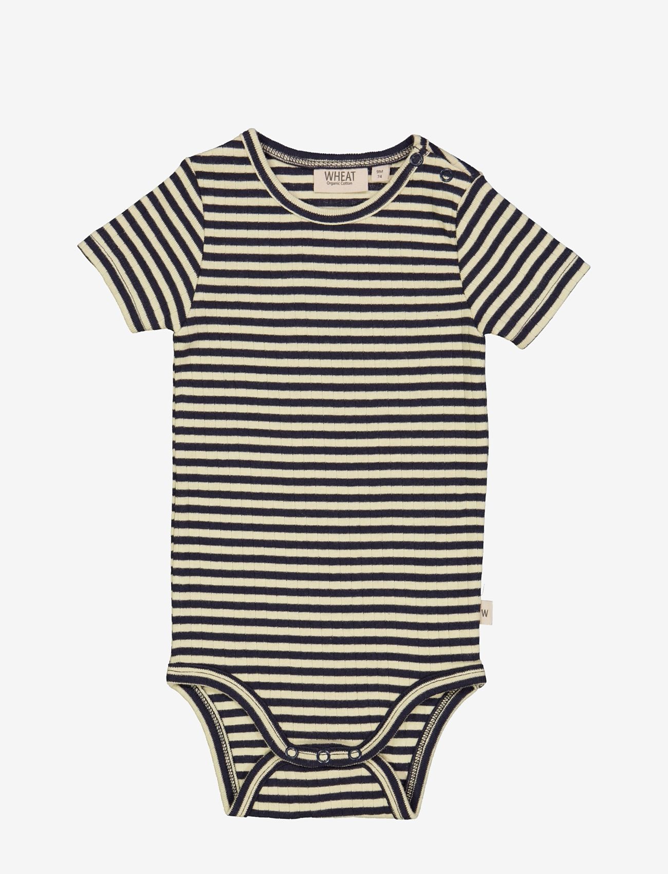 Wheat - Short-Sleeved Body Plain Bodysuit - Midnight Stripe - Little Hero Kids