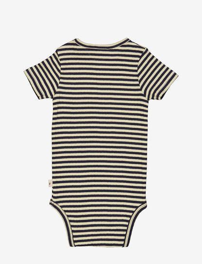 Wheat - Short-Sleeved Body Plain Bodysuit - Midnight Stripe - Little Hero Kids