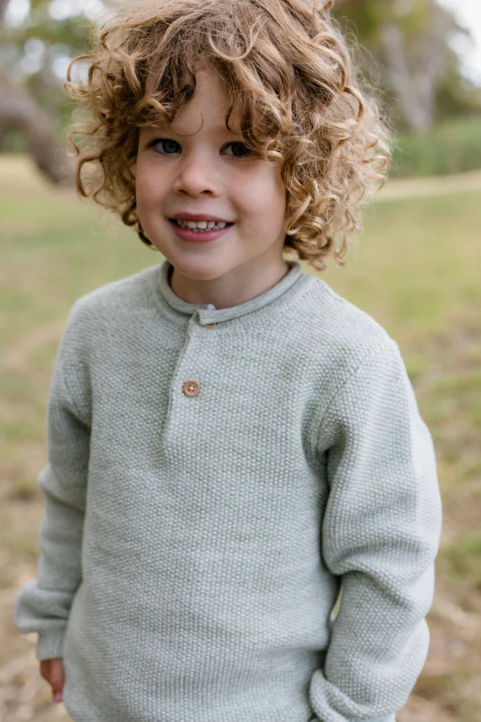 MILKY Olive Knit Henley - Little Hero Kids