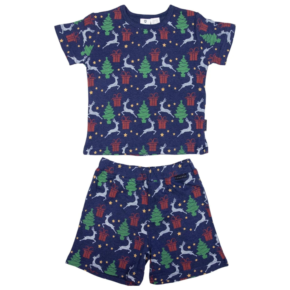 Korango - Pyjamas Cotton Xmas Short Sleeve Top and Shorts Navy - Little Hero Kids