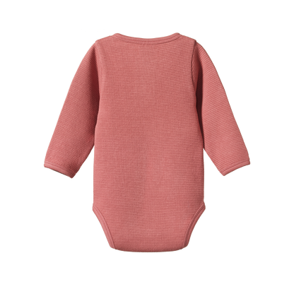 Waffle Henley Long Sleeve Bodysuit Rose Clay - Little Hero Kids