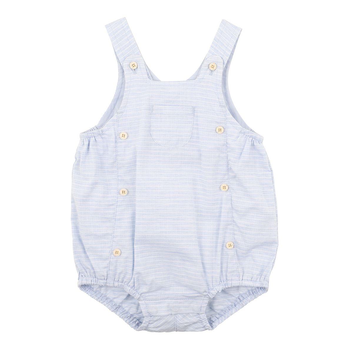 Pale Blue Buttonfront Romper - Little Hero Kids