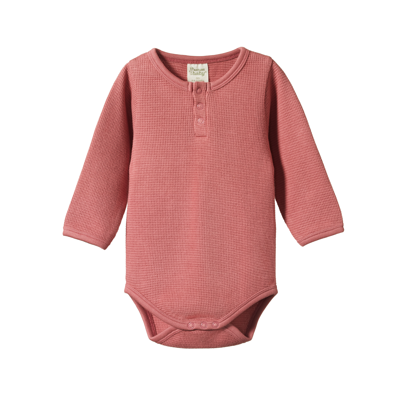 Waffle Henley Long Sleeve Bodysuit Rose Clay - Little Hero Kids