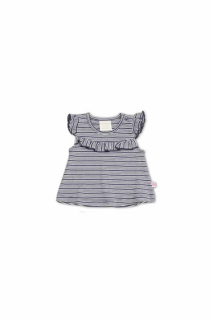 Girls Navy Stripe Top and Frill Leggings - Little Hero Kids